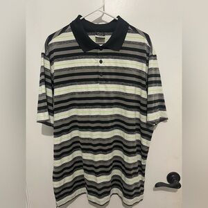 Nike Black, Gray, and Green Striped Men's Polo Shirt